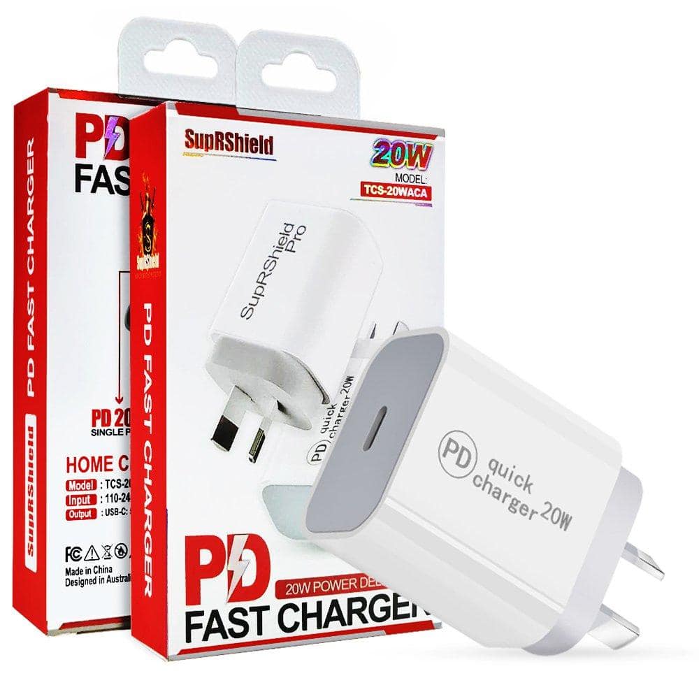 20W SupRShield PD SAA Certified Fast Charging Wall AU Plug Charger Adapter TCS-20WACB 20W SupRShield PD SAA Certified Fast Charging Wall AU Plug Charger Adapter TCS-20WACB